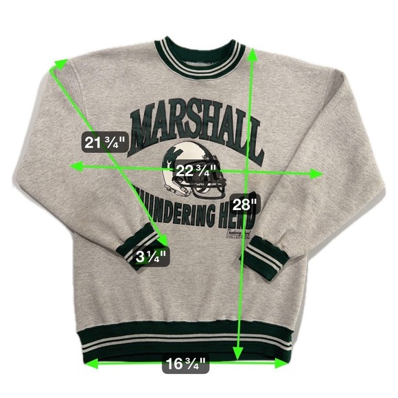 Vintage Marshall Thundering Herd Sweatshirt Mens Large Gray College Football 90s - Picture 3 of 8